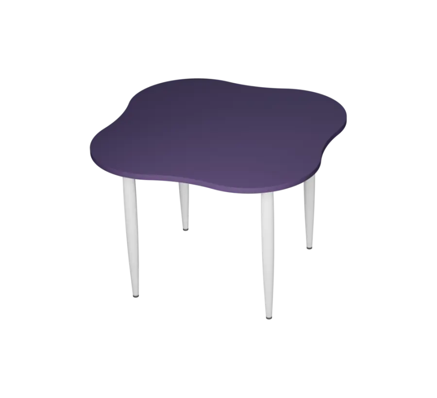 PLAYFORM 225 modulární hravé stoly, výška 750 mm, kovová podnož bílá, deska 25 mm, fialková